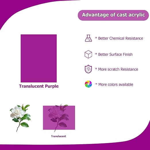 2 Pack 12'' x 16'' Translucent Purple Acrylic Sheet, 3mm Thick Acrylic Plastic - Image 5
