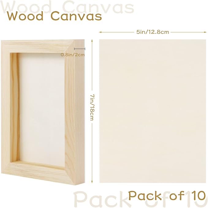 Bercoor 10 Pcs 5x7 Wood Panel Boards, Unfinished Wood Canvas Wooden - Image 2
