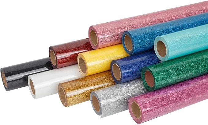 guangyintong Glitter Heat Transfer HTV Vinyl, 12 Rolls 12" x 5ft Glitter Iron by guangyintong