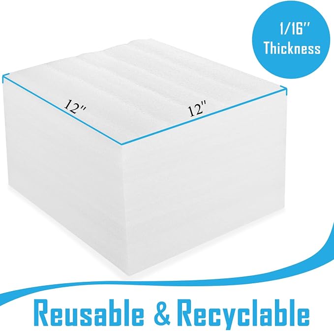 100 Pack Foam Sheets, DAT 12" x 12", 1/16" Thickness, Foam Wrap Cushioning - Image 5