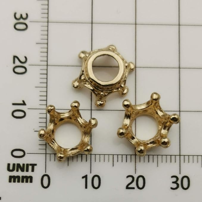 iloveDIYbeads 60pcs Mixed Antique Silver Bronze Gold 3D King Crown Loose Spacer - Image 8