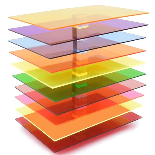 Colored Acrylic Sheets 8x12 – 10 Colors 10 Pcs, 1/8" Transparent Cast Acrylic by MaterialsParts
