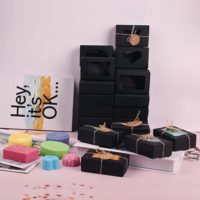 32 PCS Black Soap Boxes for Homemade Soap, 3.54 X 2.36 X 1.18 Inch Soap - Image 5