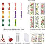 FREEBLOSS 6 Set Cross Stitch Bookmark Kit Cross Stitch Kit Vine Flowers Stamped - Image 2