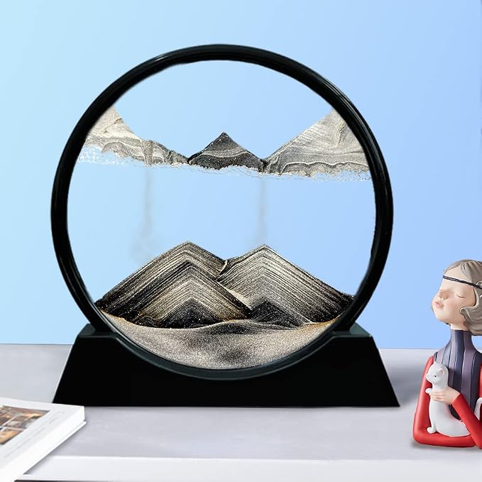 Aoderun Moving Sand Art Picture Round Glass 3D Deep Sea Sandscape in Motion - Image 2