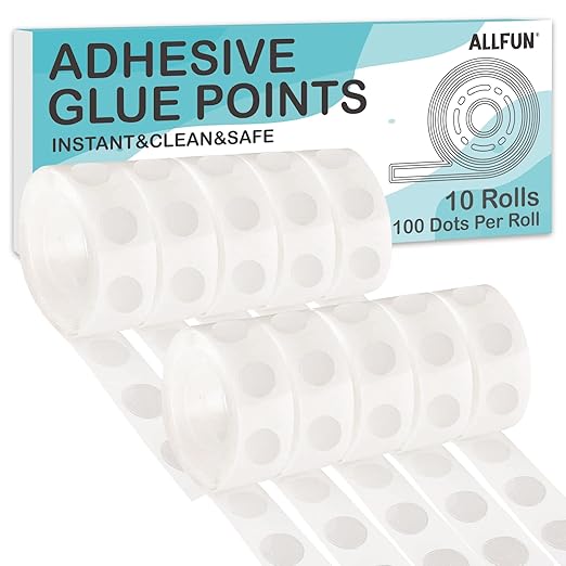 ALLFUN 1000 Pieces Clear Glue Points Dots Double Sided Adhesive Removable by ALLFUN