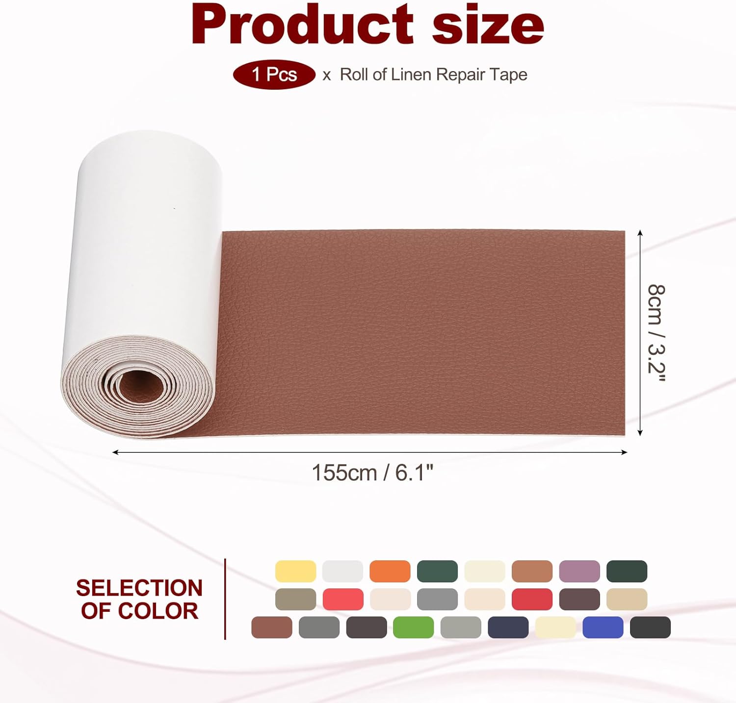 PATIKIL Leather Patches Tape for Furniture, 3.2 x 61 Inch Self Adhesive Vinyl Leather Repair Kit Cover Sheet for Couch, Sofa, Car Seats, Office Chair, Caramel Brown