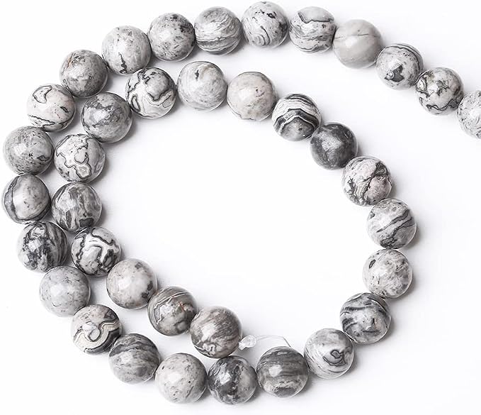 4mm 90pcs A+ Natural Map Jasper Gemstone Beads Gray Energy Stone Healing Power - Image 5