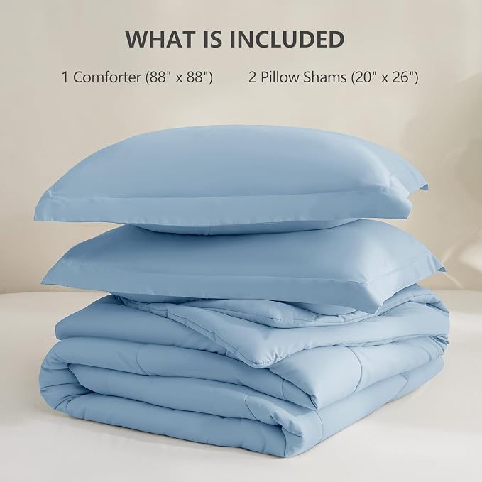 CozyLux Queen Comforter Set Baby Blue - Image 6