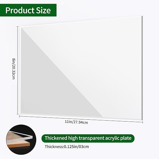 Acrylic Sheet 8 x 11 Clear Plexiglass Sheet 1/8 inch Thick 3mm, - Image 2