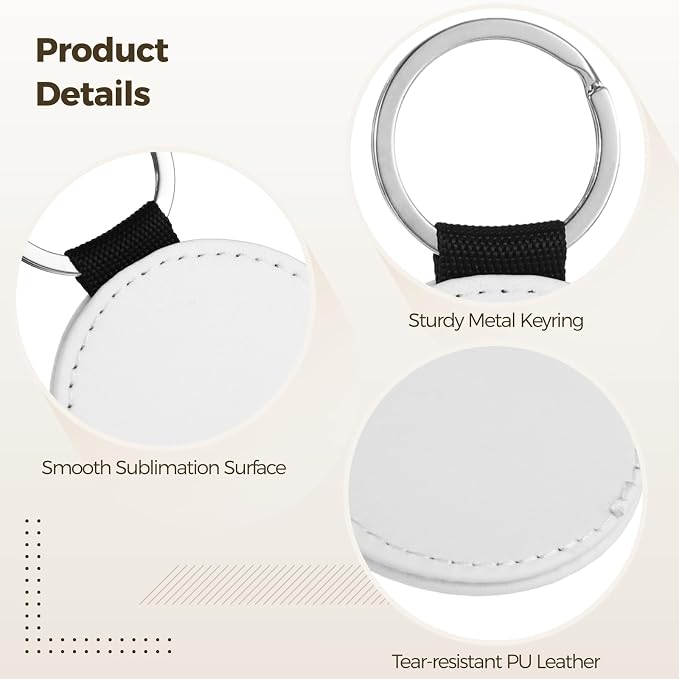 Homaisson Sublimation Keychain Blanks, Double-Sided PU Leather Keychains - Image 3