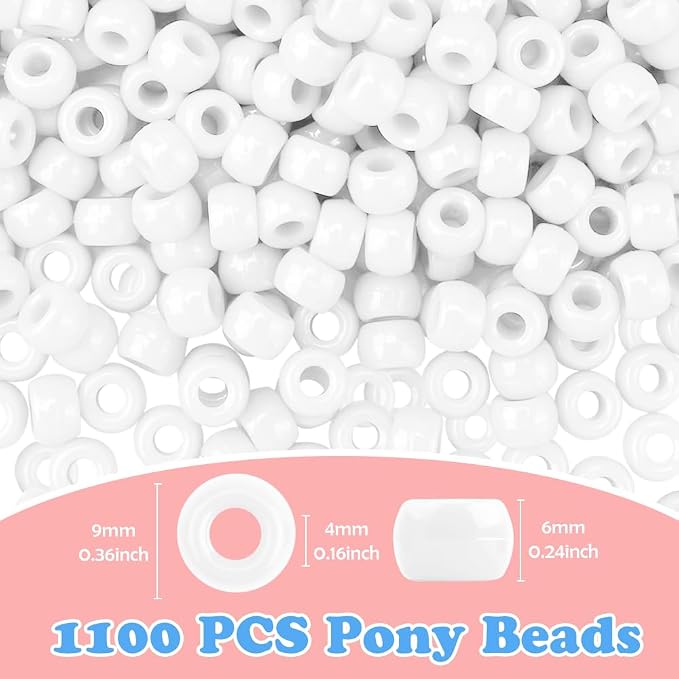 QPIXVB 1100PCS White Pony Beads, Friendship Bracelet Beads Kit, Bead - Image 2