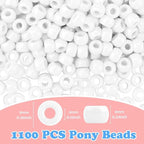 QPIXVB 1100PCS White Pony Beads, Friendship Bracelet Beads Kit, Bead - Image 2
