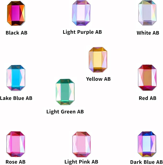 200 Pcs 10x14mm AB Rhinestones for Bedazzling, Rainbow Effect Craft Gems for - Image 2