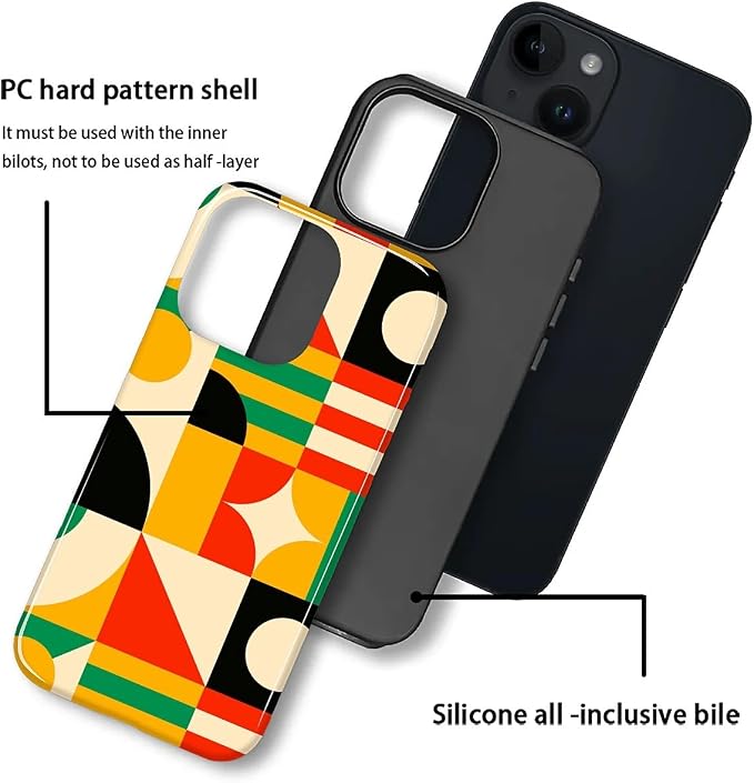 ZHEGAILIAN Case for iPhone 13 14, Geometric Colors Durable Shockproof Silicone - Image 2