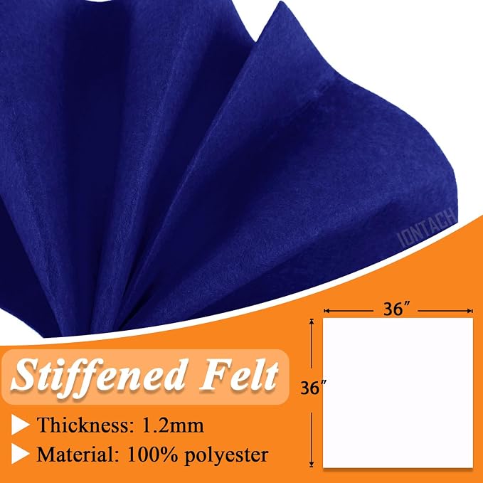 IONTACH 36" X 36" Royal Blue Stiff Felt Fabric 1.2mm Thick | Felt Sheet - Image 3