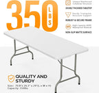 Bonnlo Folding Table 6ft, Portable Collapsible Plastic White Long Tables - Image 4