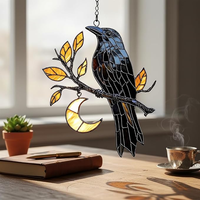 Raven Moon Acrylic Suncatcher - Image 2