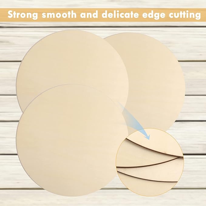 12Pcs 12 Inch Wood Circles for Crafts, Unfinished Blank Wooden Rounds Slice - Image 3