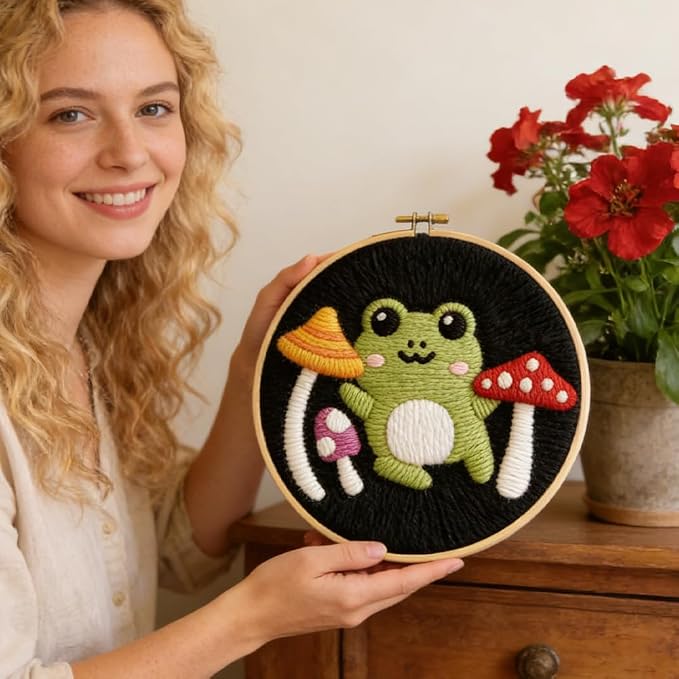 INFUNLY 2 Pack Cute Frog Punch Needle Kit - Image 7