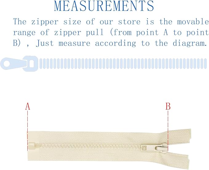 ANPURZII 2PCS #5 14 Inch Beige Separating Jacket Zippers - Image 2