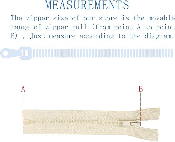 ANPURZII 2PCS #5 37 Inch Beige Separating Jacket Zippers - Image 2