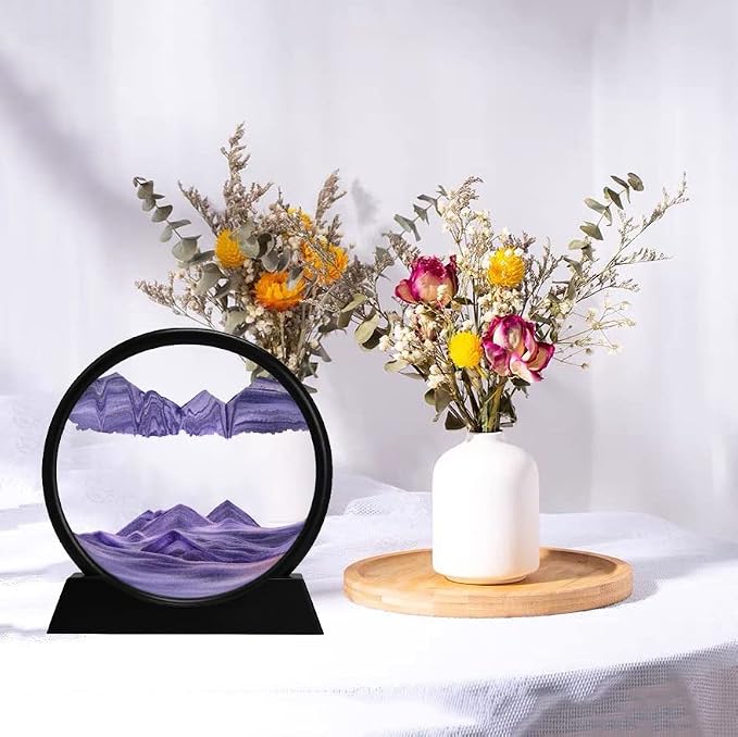 rysnwsu 3D Dynamic Sand Art Liquid Motion, Moving Sand Art Picture Round Glass - Image 3