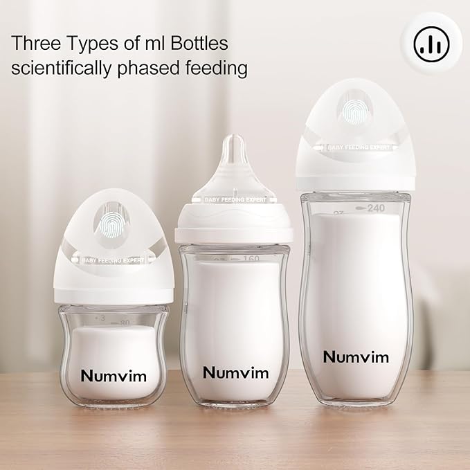 Natural Glass Baby Bottles Gentle & Extra Slow Flow, Newborn Breastfeeding Bottle with Anti Colic Nipple for 0 Months Babies, 3 Packs (Brown (8 Ounce), 1 Count (Pack of 3))