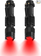2 Pack Red Flashlight LED Single Mode Light 1 Mode LED Torch Scalable Red Light by HINSGEAR