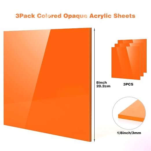 Adrattnay Orange Acrylic Sheets, 1/8 Thick - Image 2