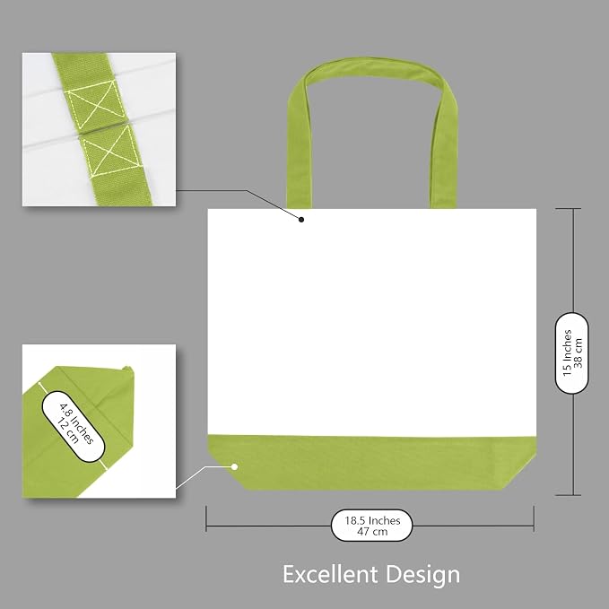TOPDesign 3-Pack Super Strong Large 12oz Cotton Canvas Tote Bags, Reusable - Image 4