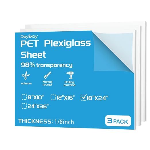 Clear Acrylic Sheet Plexiglass Cut to Size 1/8 Inch Thick 18x24 | 3mm by Deylixay