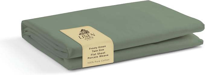 Linen Home 100% Cotton Percale 1 Flat Sheet, Twin Size by LINENHOME