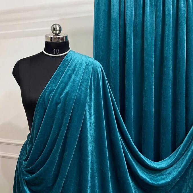 Indigo Royal Velvet Fabric by The Yard, Wedding Decor, Fashion & Crafts I by VALENTINATEXTILEINC