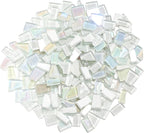 White Mixed Irregular Mosaic Glass Mosaic Tiles Pieces, 300 Grams Mosaic DIY by ZWCTmosaicdiy