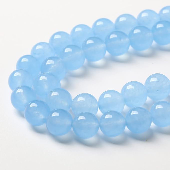 90pcs 8mm Blue Natural Chalcedony Aquamarines Stone Beads - Image 4