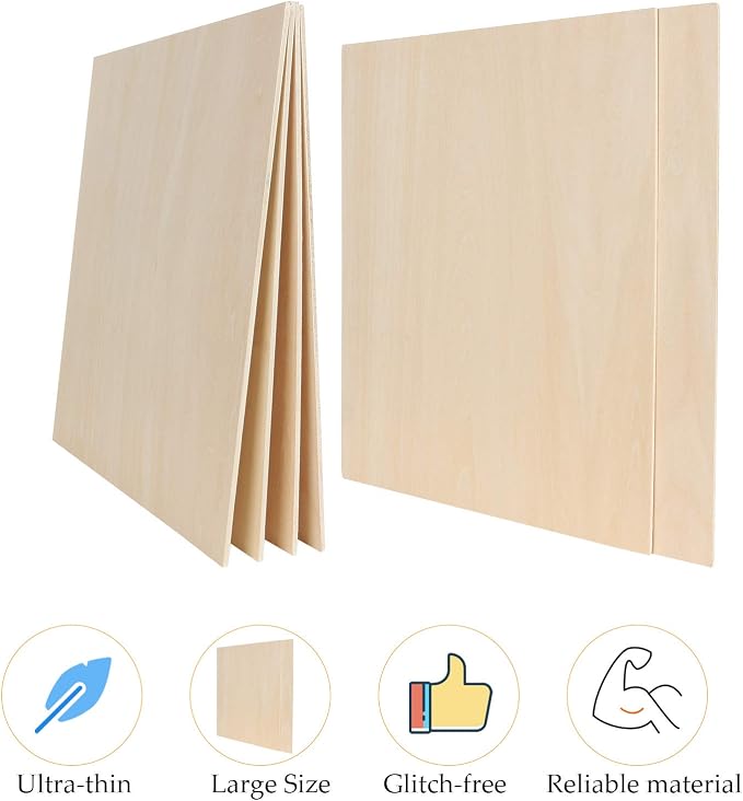 12 Pack Basswood Sheets 1/8 x 12 x 12 Inch Plywood Board, Thin Natural - Image 4