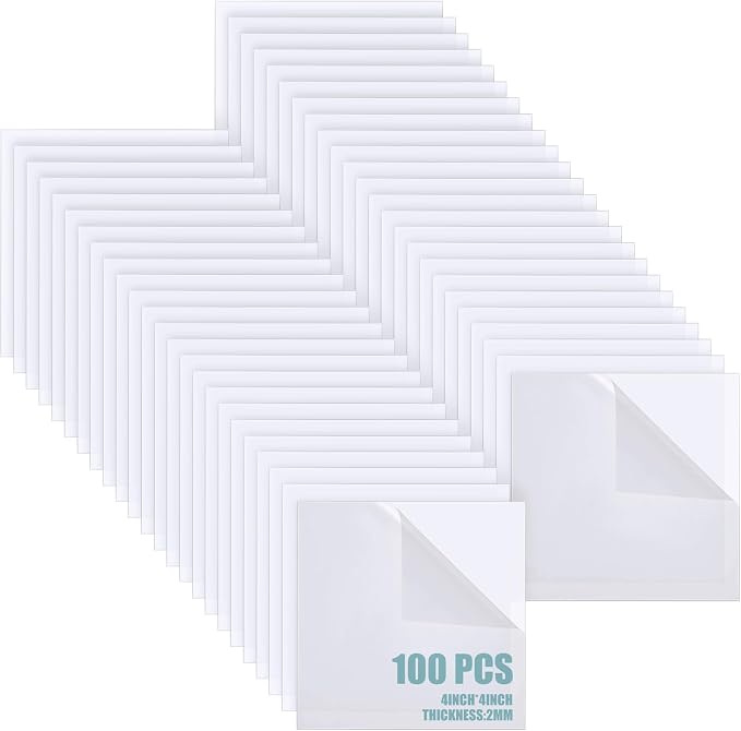 Pangda 100 Pcs 4'' x 4'' Clear Acrylic Sheets Squares Acetate Sheets by Pangda