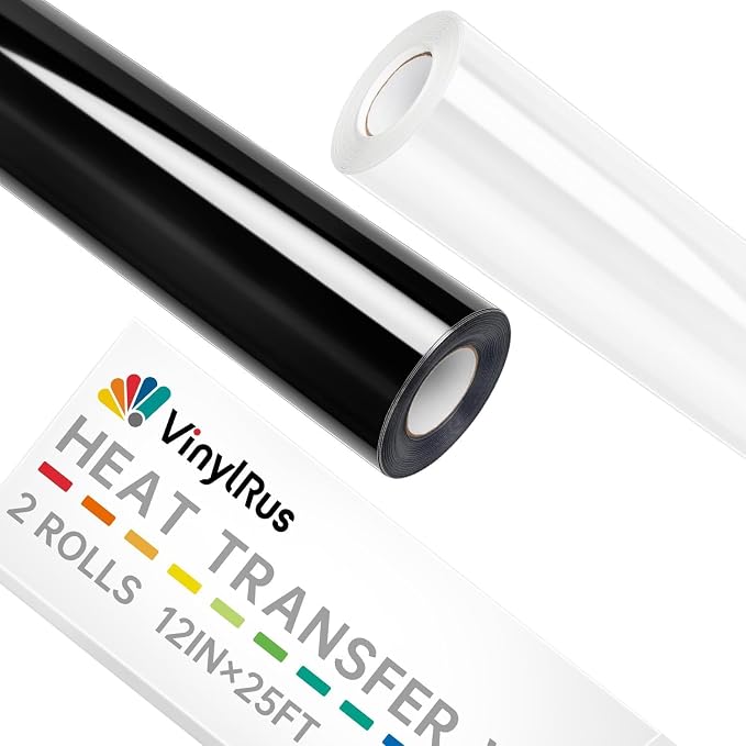 VinylRus Heat Transfer Vinyl-12” x 25FT Iron on Vinyl Roll by VinylRus