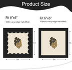6x6 Picture Frame with Wavy Mat, Wooden Real Glass 6 x 6 Photo Frame - Image 2
