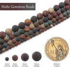 8mm Matte Picasso Jasper Bead, 15-Inch Matte Round Loose Stone Beads - Image 3