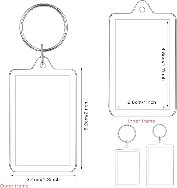 Yaomiao Acrylic Photo Frame Keychain Holder Photo Picture Insert Blank Keyring - Image 2
