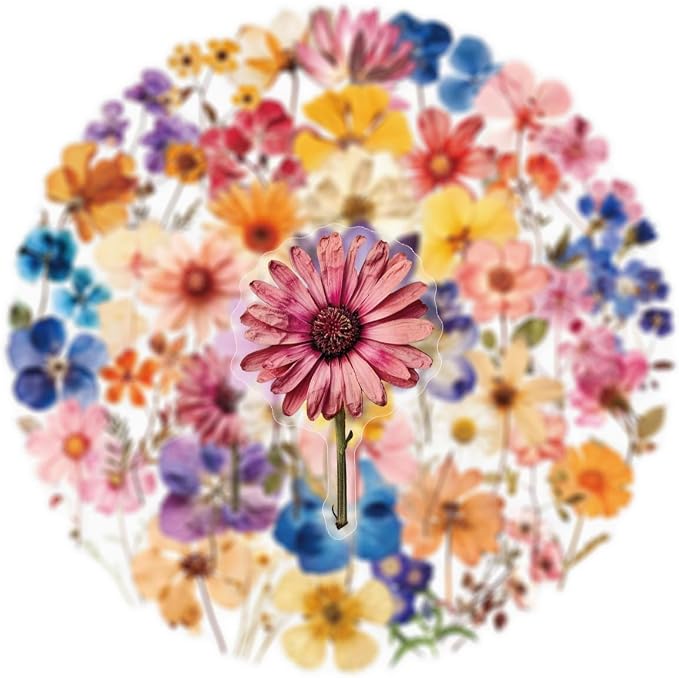 50PCS Transparent Flora Scrapbook Stickers, Vintage Aesthetic Flowers Sticker - Image 2