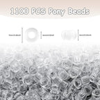 Pony Beads 1100 Pcs, Beads for Bracelets Making, Plastic Bead for Crafts - Image 2