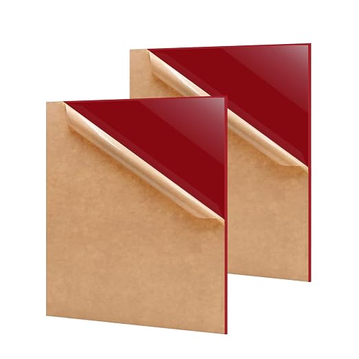 2 Pack 16'' x 20'' Opaque Red Acrylic Sheet, 3mm Thick Acrylic Plastic Sheet by Unknown