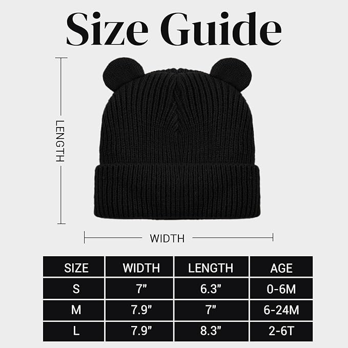 Bear Baby Beanie Knitted Baby Winter Hat Infant Toddler Boys Girls Beanie with Cotton Lining