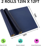 RENLITONG Glossy Navy HTV Vinyl, 2 Rolls 12" x 12ft - Image 2