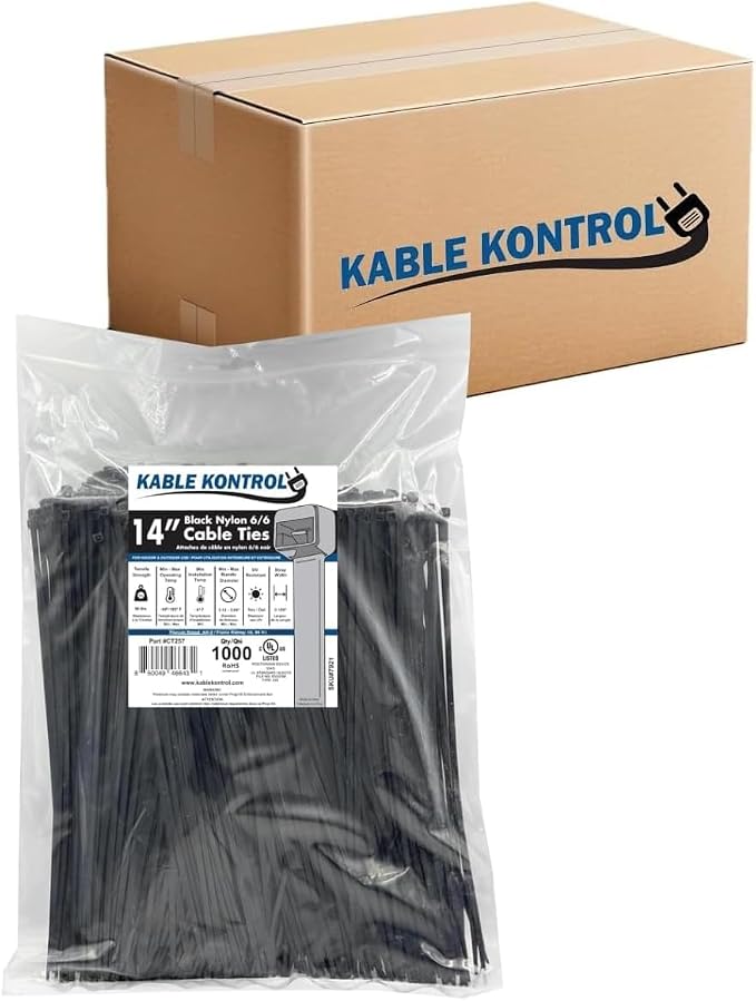 Kable Kontrol Cable Zip Ties Black 6, 50 Lbs Tensile Strength, Bulk Pack by KABLEKONTROL%C2%AE