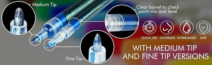 ArtShip Design 35 Premium Acrylic Paint Pens, Double Pack of Both Extra Fine - Image 3