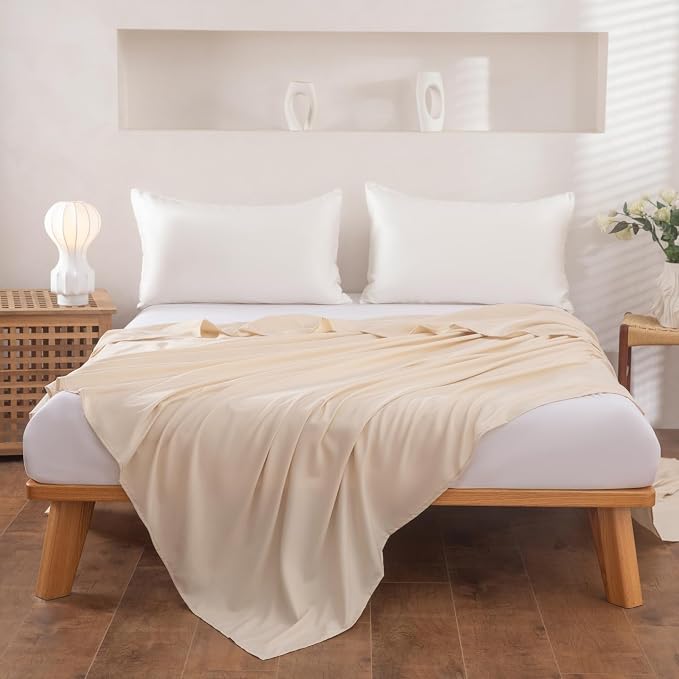 Twin Flat Sheet Only，66x96Inch Beige - Image 2